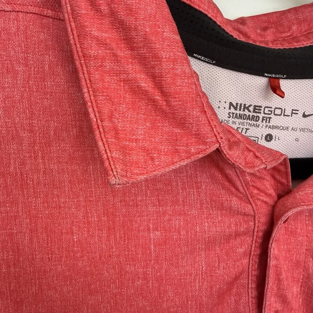 Nike Dri Fit Standard‎ Fit Polo Men's Large Red Pink Golf Casual Wicking Preppy